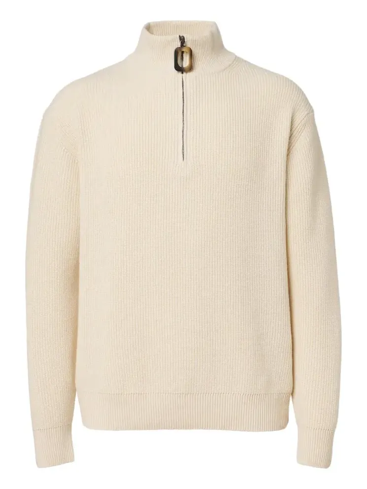 Ribbed-knit wool and cotton sweater