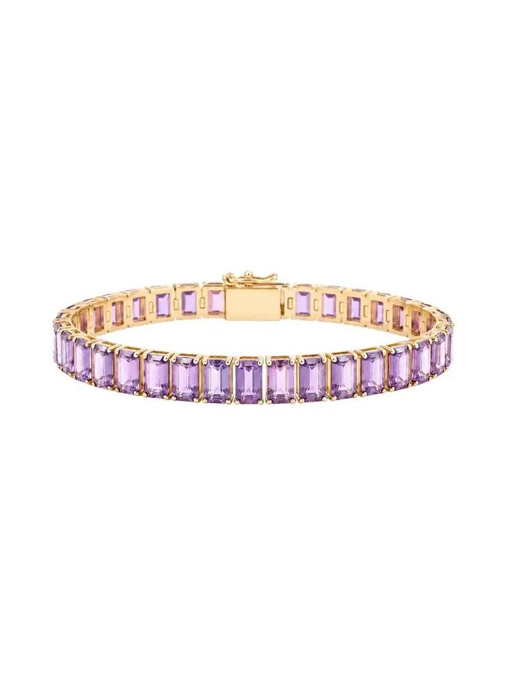 29.45ct Amethyst 18K Gold Tennis Bracelet