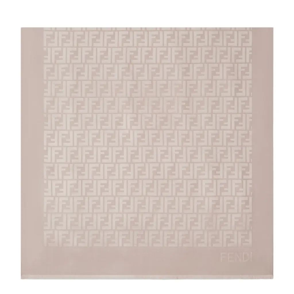 Fendi Large rectangular stole made of dove grey organic silk | Image 1 Fendi Large rectangular stole made of dove grey organic silk | Image 1