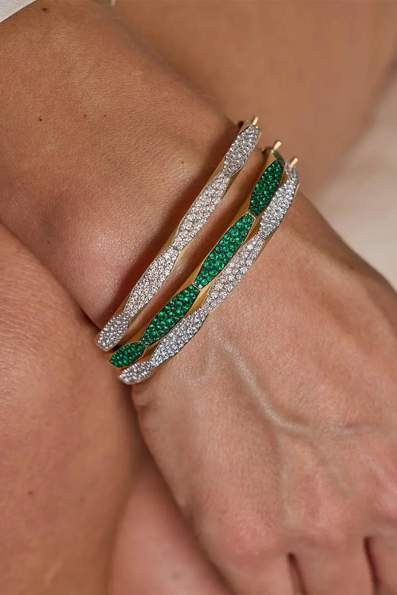 ARUNASHI Emerald Micro Pave Enigma Bangle Bracelet | Thumbnail 5