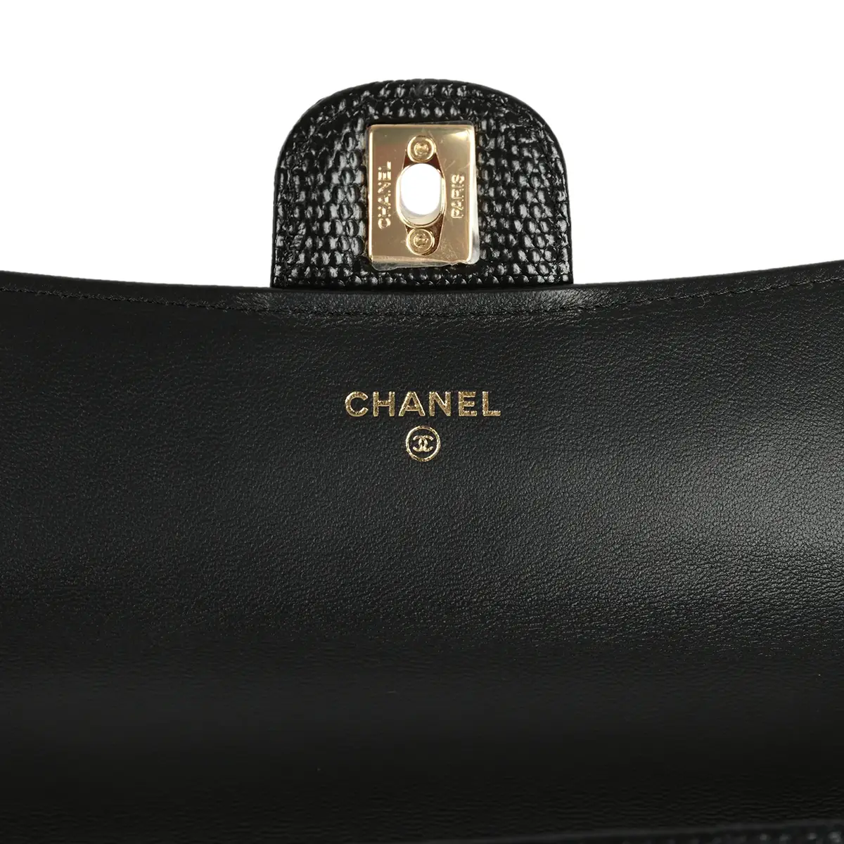 Chanel Chanel Long Top Handle Clutch with Chain Black Lizard Embossed Calfskin Gold Hardware | Thumbnail 7 Chanel Chanel Long Top Handle Clutch with Chain Black Lizard Embossed Calfskin Gold Hardware | Thumbnail 7