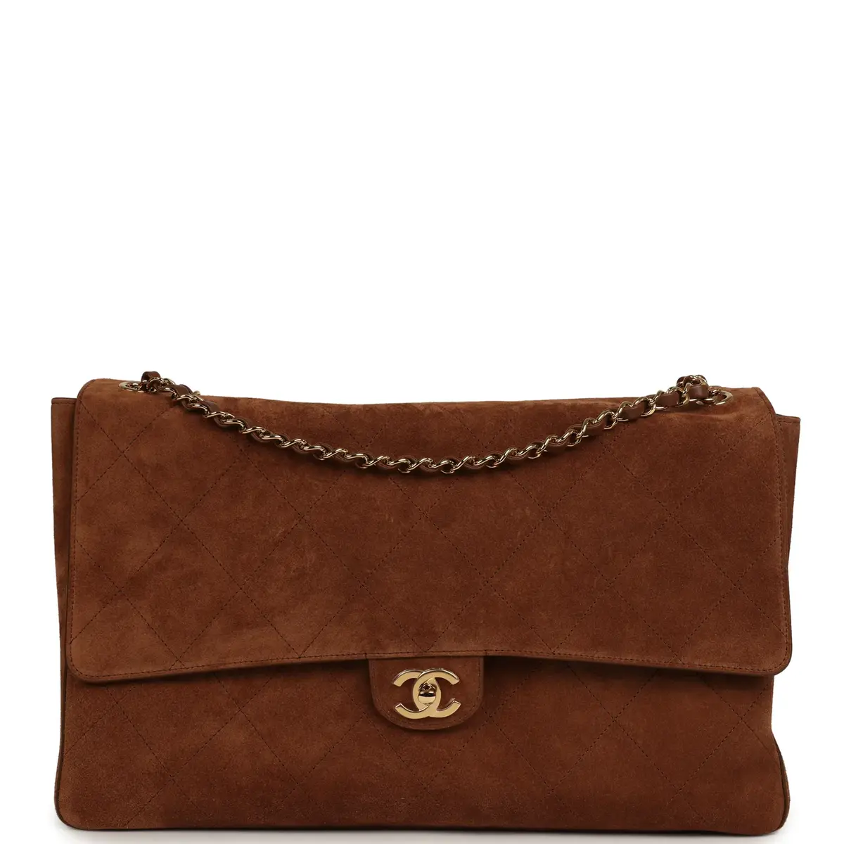 Chanel Chanel Maxi "Souplissimo" Large Flap Bag Camel Suede Gold Hardware | Image 1 Chanel Chanel Maxi "Souplissimo" Large Flap Bag Camel Suede Gold Hardware | Image 1