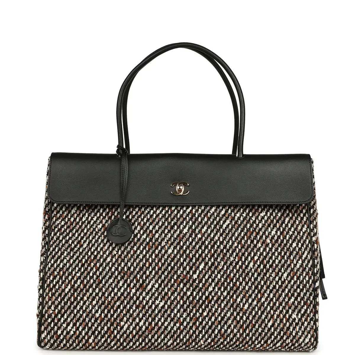 Chanel Chanel XXL "Urban Essential" Shopping Tote Black Calfskin and Multi Tweed Gold Hardware | Image 1 Chanel Chanel XXL "Urban Essential" Shopping Tote Black Calfskin and Multi Tweed Gold Hardware | Image 1
