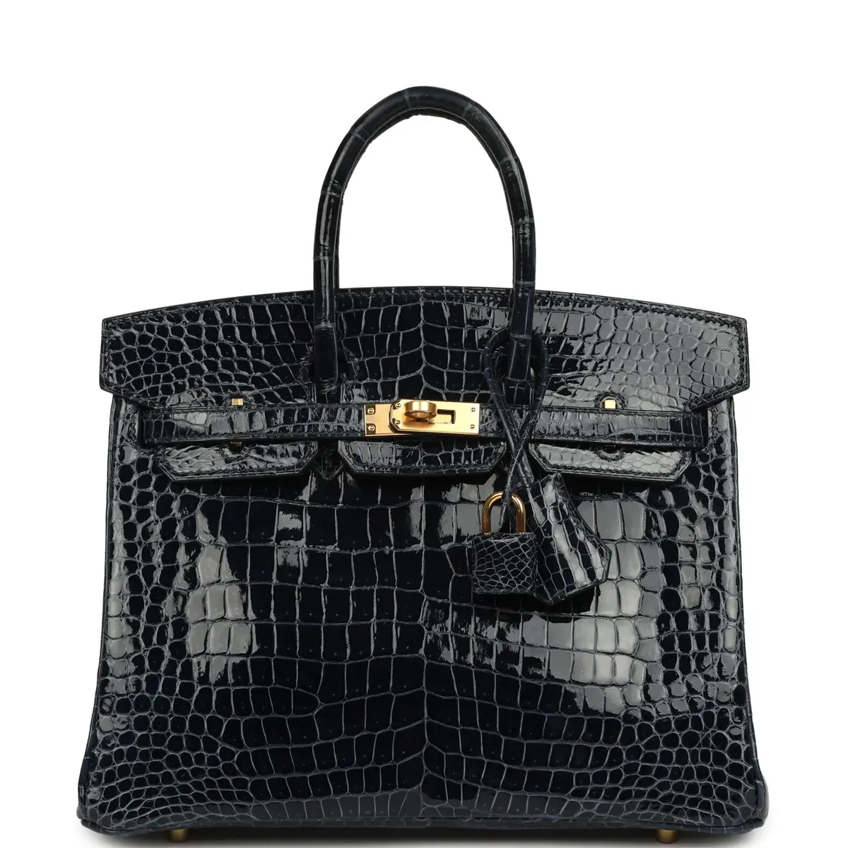 HERMÈS Hermes Birkin 25 Bleu Baltique Shiny Porosus Crocodile Gold Hardware | Image 1 HERMÈS Hermes Birkin 25 Bleu Baltique Shiny Porosus Crocodile Gold Hardware | Image 1