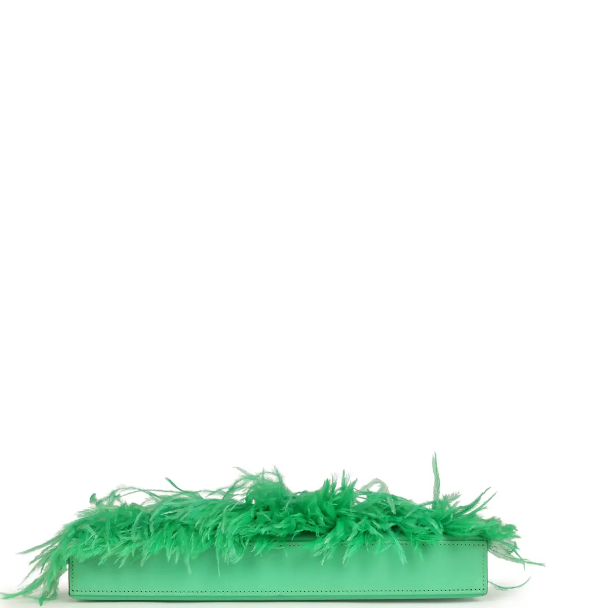 HERMÈS Pre-owned Hermes Kelly Elan Foile Vert Comics Chevre and Ostrich Feather Palladium Hardware | Thumbnail 6 HERMÈS Pre-owned Hermes Kelly Elan Foile Vert Comics Chevre and Ostrich Feather Palladium Hardware | Thumbnail 6
