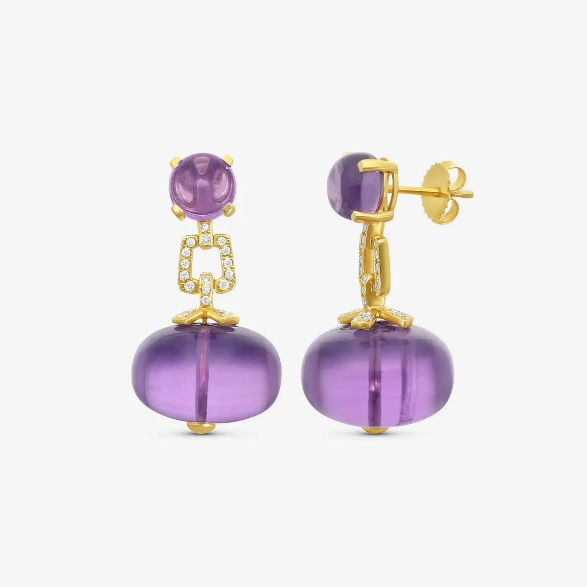 GOSHWARA Goshwara Beyond 18K Yellow Gold Amethyst & Diamond Drop Earrings by The Solist | Thumbnail 2