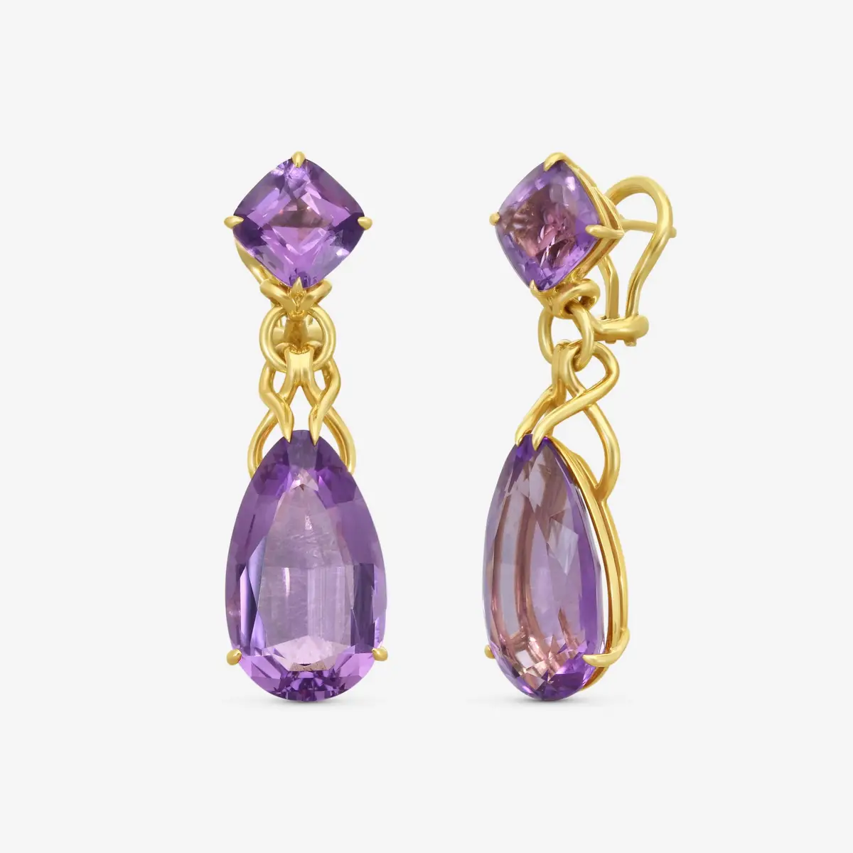 GOSHWARA Goshwara G-One 18K Yellow Gold Amethyst Earrings by The Solist | Thumbnail 2