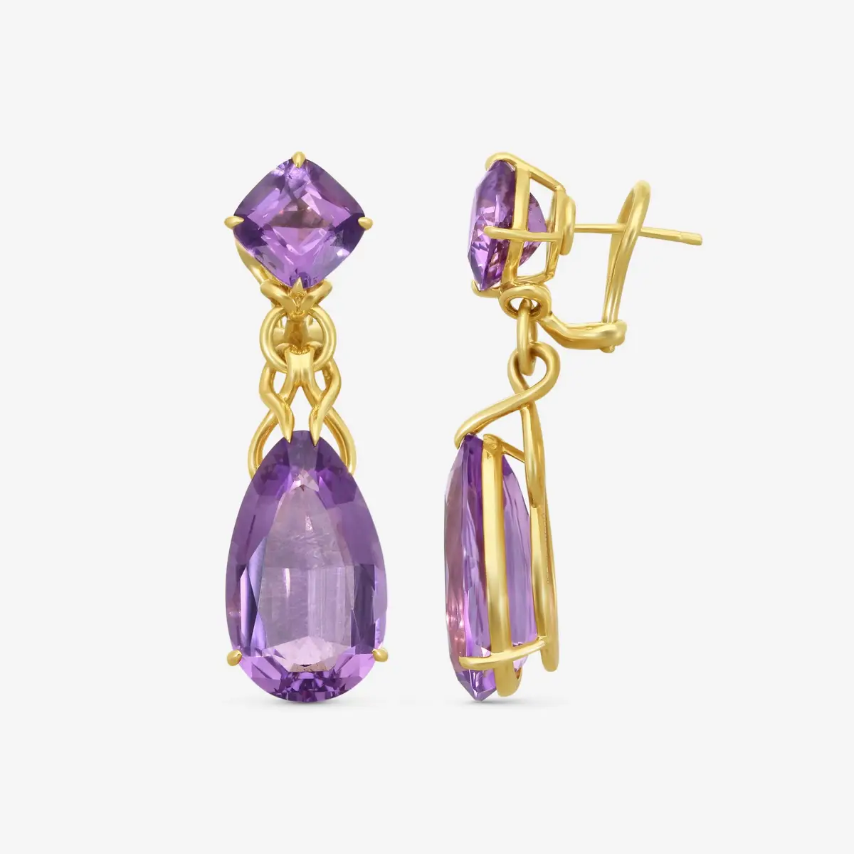GOSHWARA Goshwara G-One 18K Yellow Gold Amethyst Earrings by The Solist | Thumbnail 3