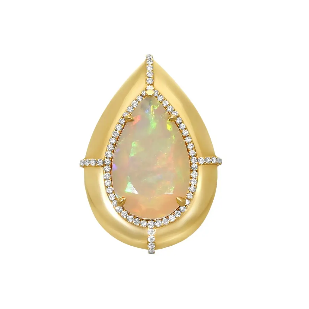 GOSHWARA Goshwara G-One 18K Yellow Gold Opal & Diamond Ring Sz. 6.5 by The Solist