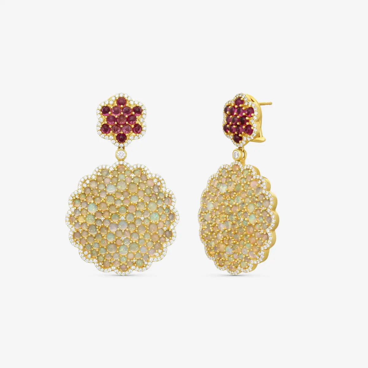GOSHWARA Goshwara G-One 18K Yellow Gold Opal, Rubellite & Diamond Earrings by The Solist | Thumbnail 2