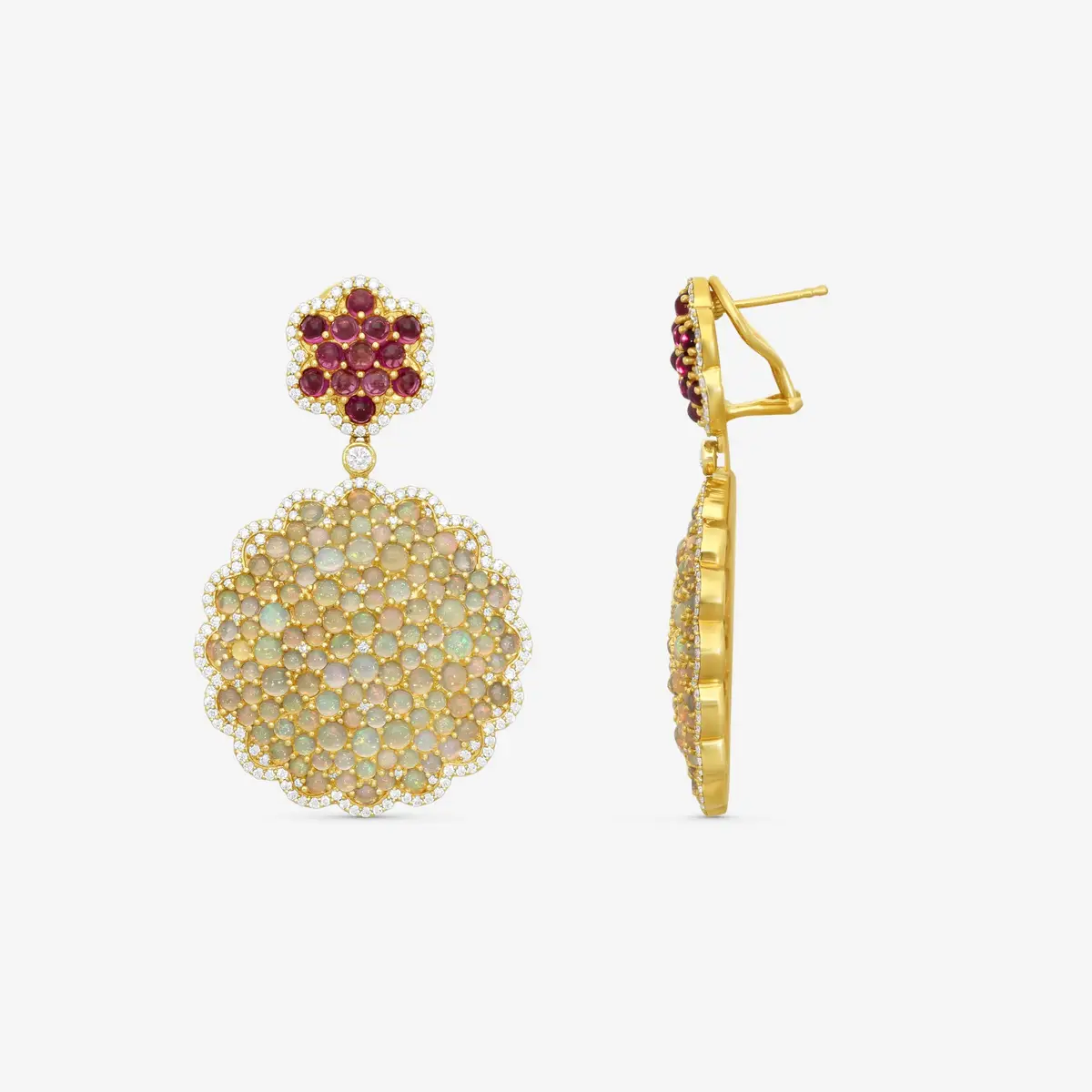 GOSHWARA Goshwara G-One 18K Yellow Gold Opal, Rubellite & Diamond Earrings by The Solist | Thumbnail 3