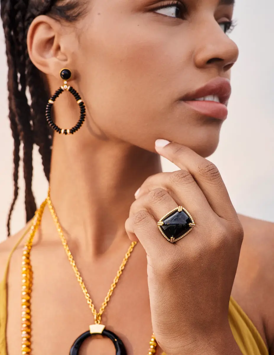 GOSHWARA Goshwara Rock N Roll 18K Yellow Gold Onyx & Diamond Ring Sz. 7 by The Solist | Thumbnail 2 GOSHWARA Goshwara Rock N Roll 18K Yellow Gold Onyx & Diamond Ring Sz. 7 by The Solist | Thumbnail 2