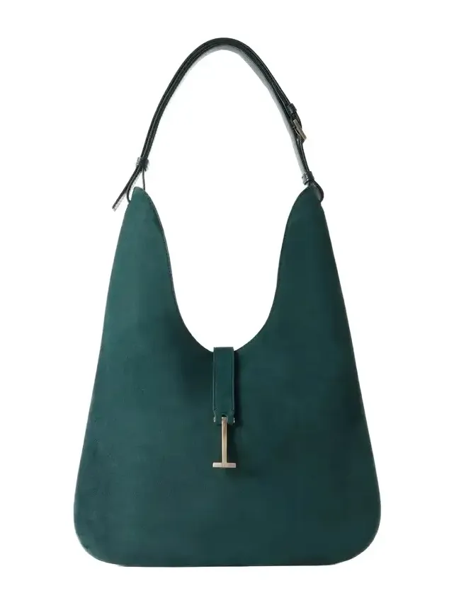 Kara T-embellished Medium Suede Shoulder Bag