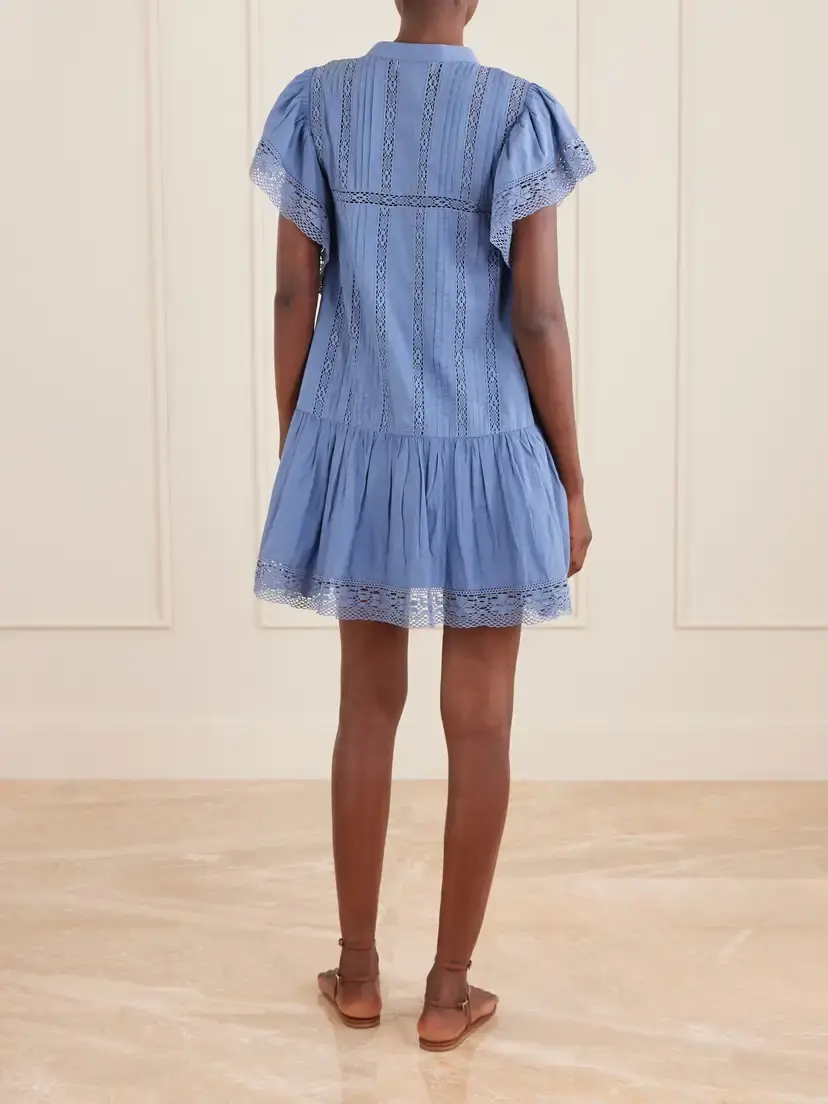 Sea Pippa Tiered Lace-trimmed Cotton Mini Dress | Thumbnail 3 Sea Pippa Tiered Lace-trimmed Cotton Mini Dress | Thumbnail 3