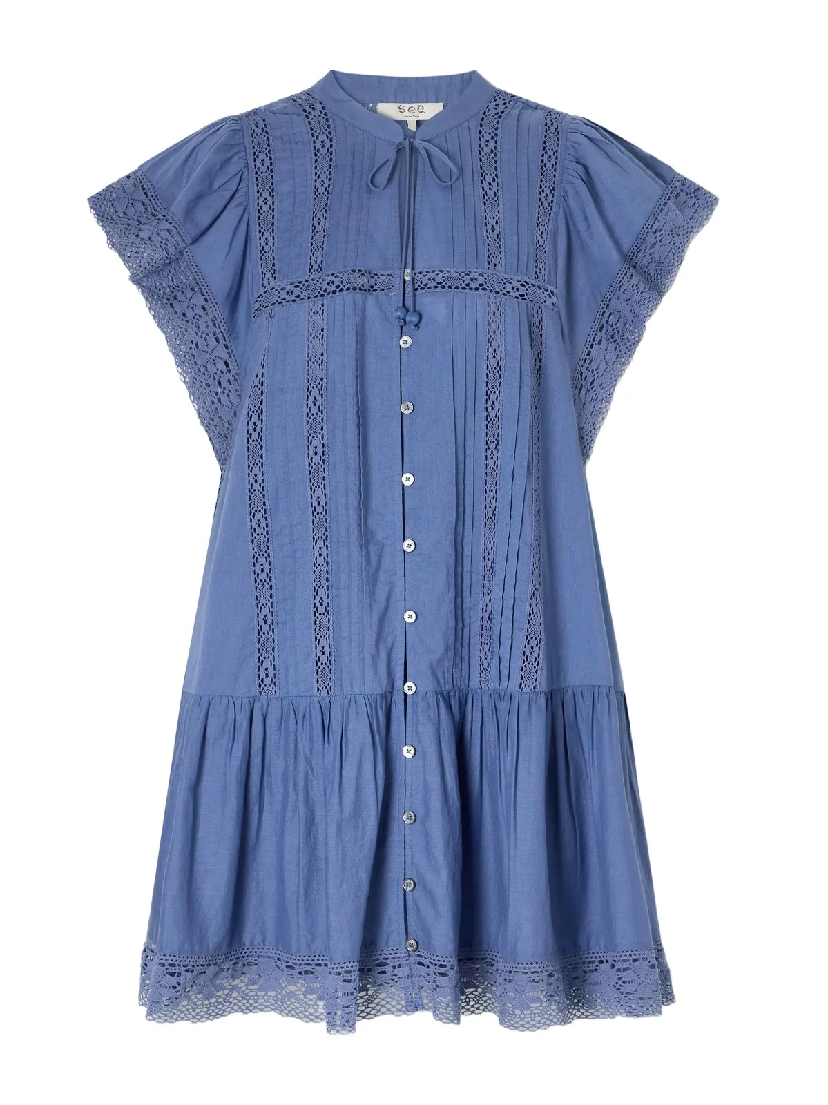 Pippa Tiered Lace-trimmed Cotton Mini Dress Pippa Tiered Lace-trimmed Cotton Mini Dress