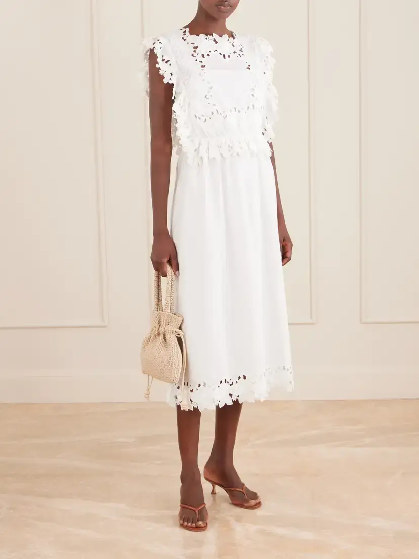 Sea Eleannora Lace-trimmed Cotton-voile Midi Dress | Thumbnail 2