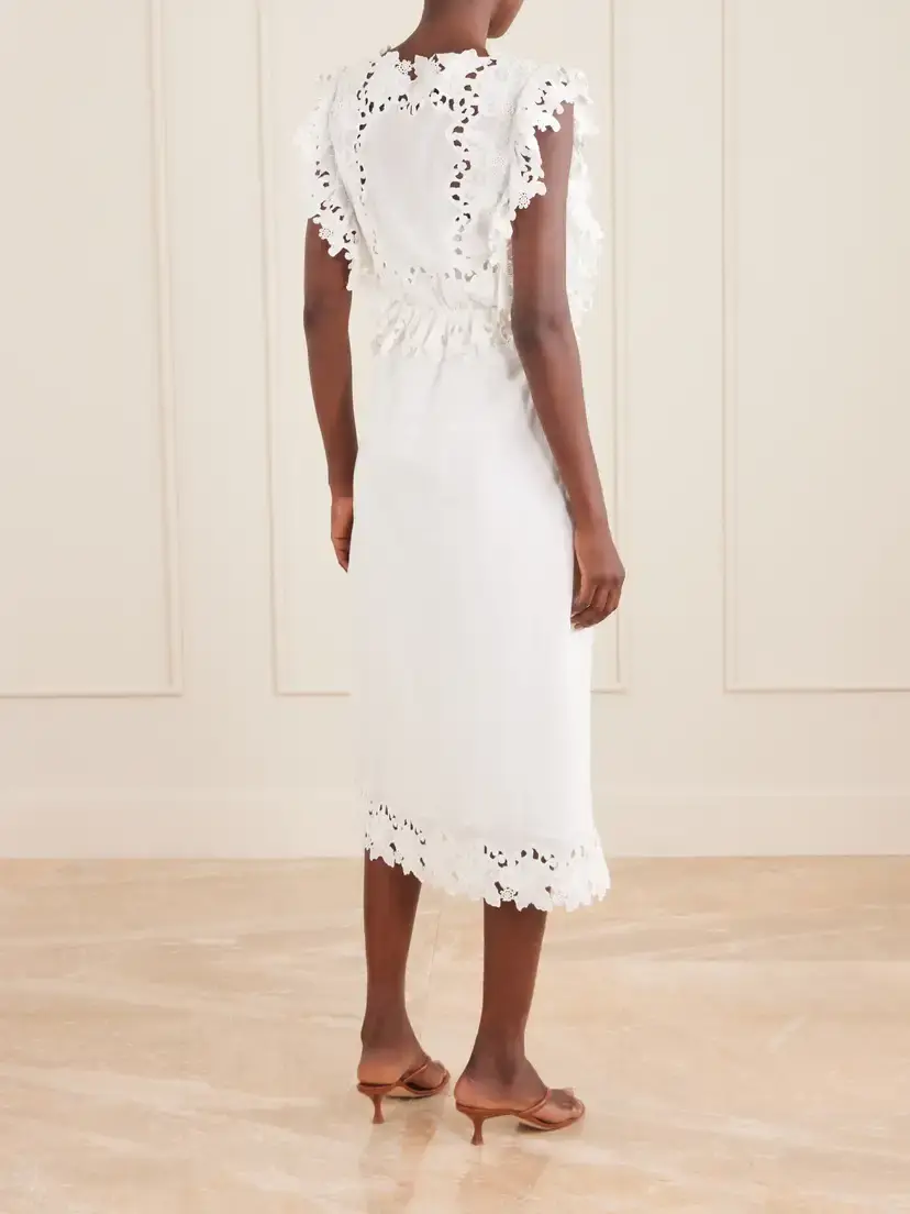 Sea Eleannora Lace-trimmed Cotton-voile Midi Dress | Thumbnail 3