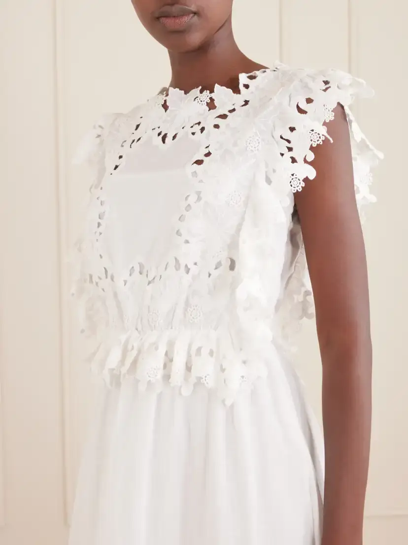 Sea Eleannora Lace-trimmed Cotton-voile Midi Dress | Thumbnail 4