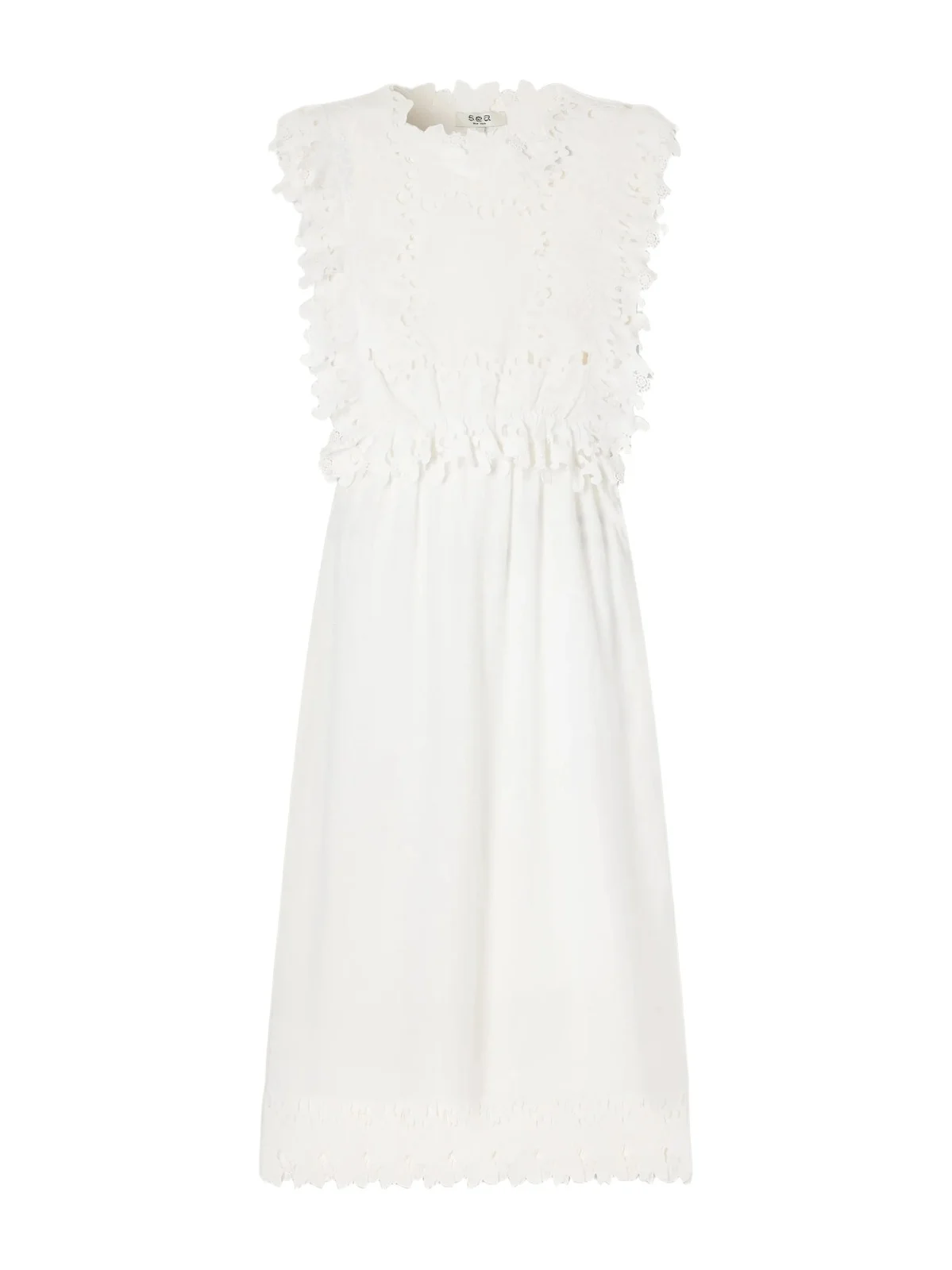 Eleannora Lace-trimmed Cotton-voile Midi Dress