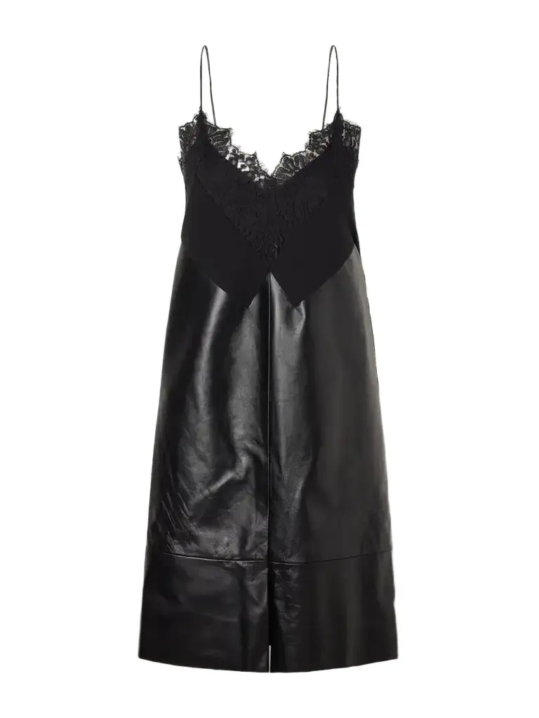Sharon Wauchob Tulipa Gathered Lace-trimmed Jersey And Leather Midi Dress | Image 1 Sharon Wauchob Tulipa Gathered Lace-trimmed Jersey And Leather Midi Dress | Image 1