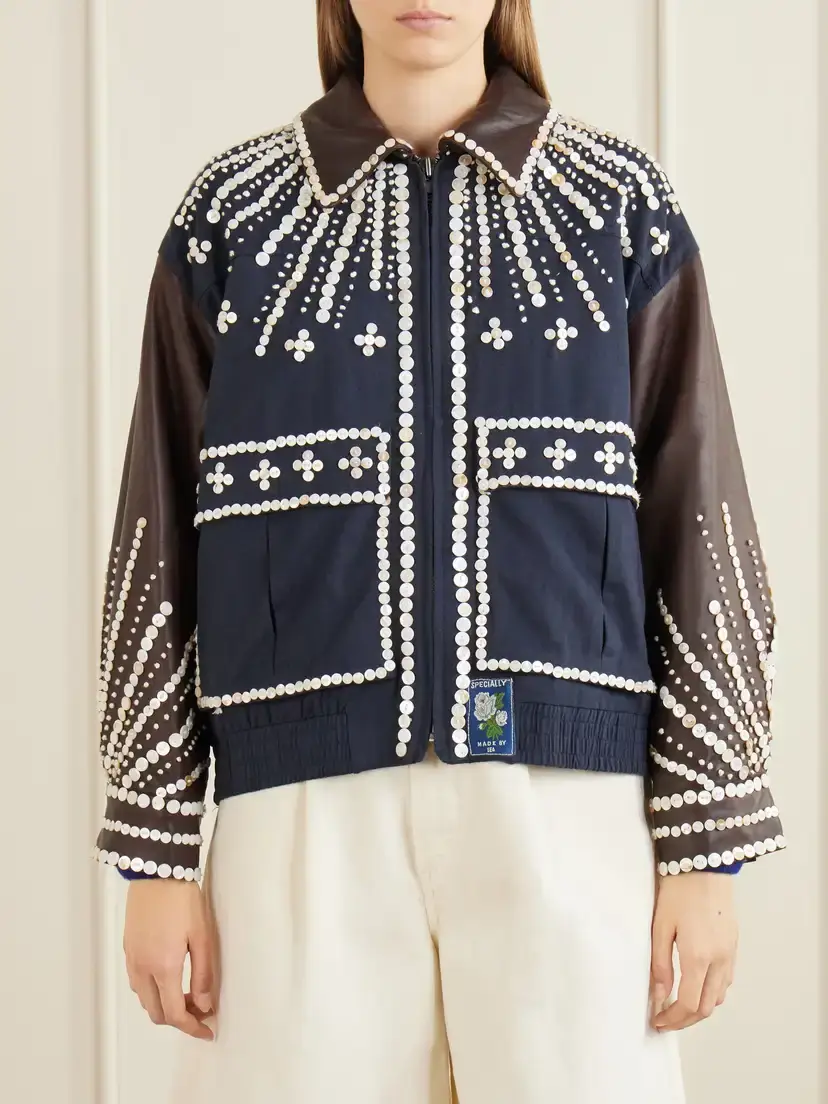 Sea Georgie Button-embellished Cotton-canvas And Leather Jacket | Thumbnail 3