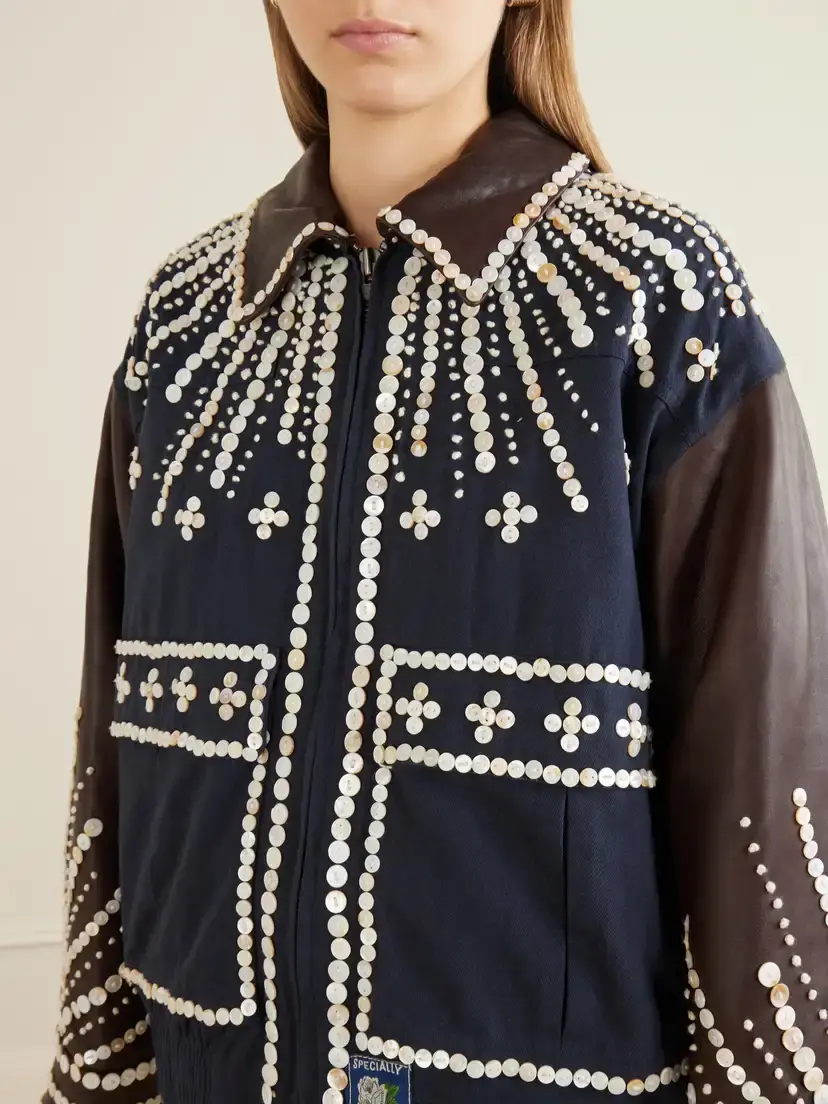 Sea Georgie Button-embellished Cotton-canvas And Leather Jacket | Thumbnail 5
