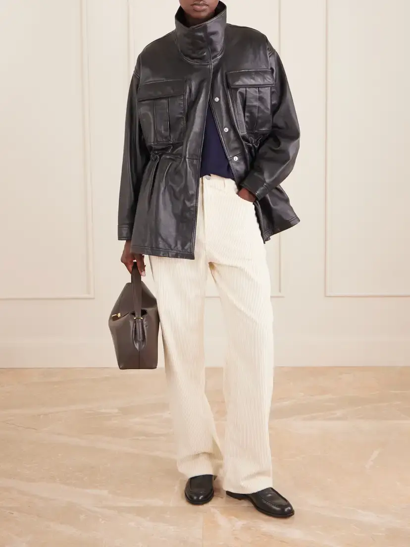 RÓHE Sculptural Gathered Leather Jacket | Thumbnail 2 RÓHE Sculptural Gathered Leather Jacket | Thumbnail 2