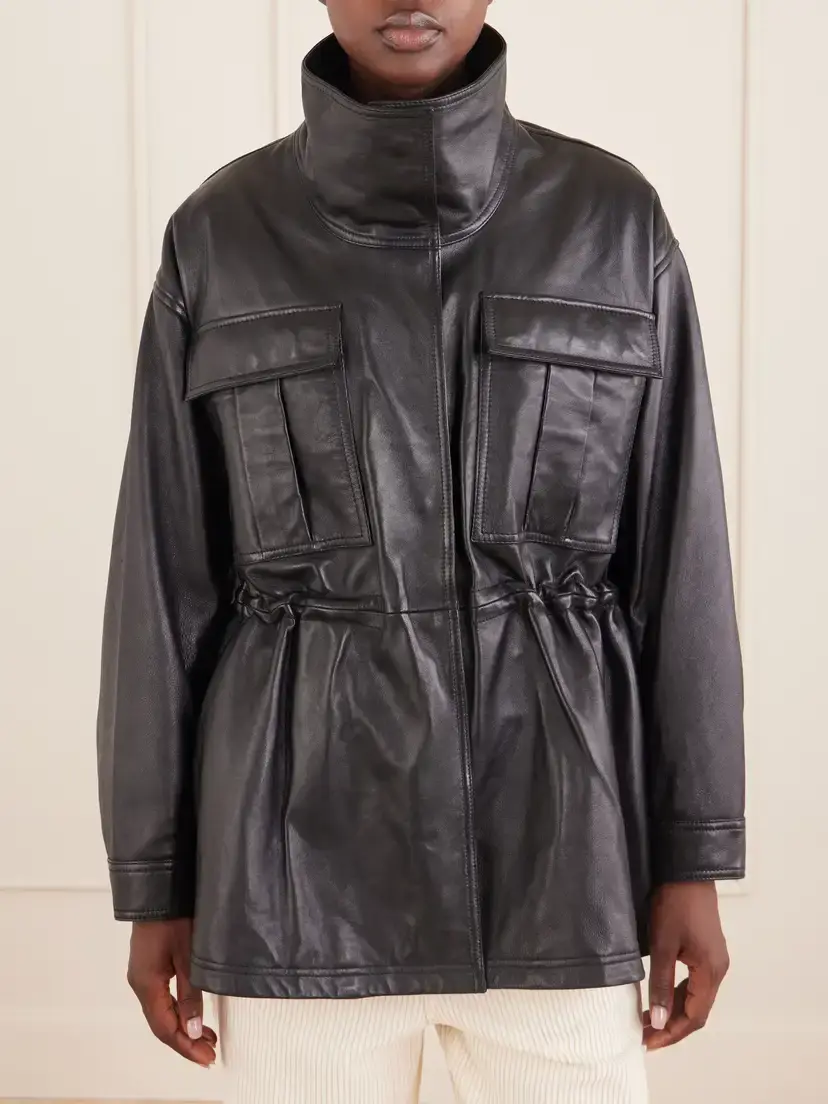 RÓHE Sculptural Gathered Leather Jacket | Thumbnail 3 RÓHE Sculptural Gathered Leather Jacket | Thumbnail 3
