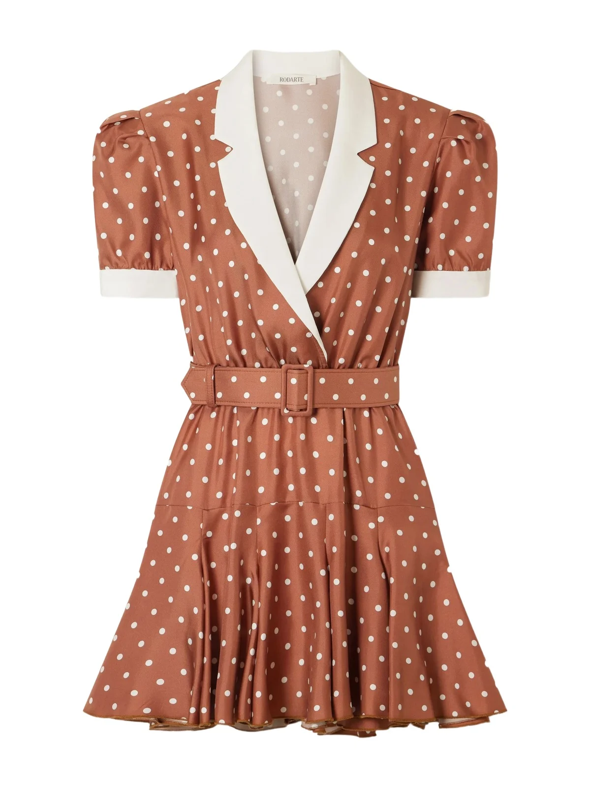 Rodarte Belted Polka-dot Silk Midi Dress