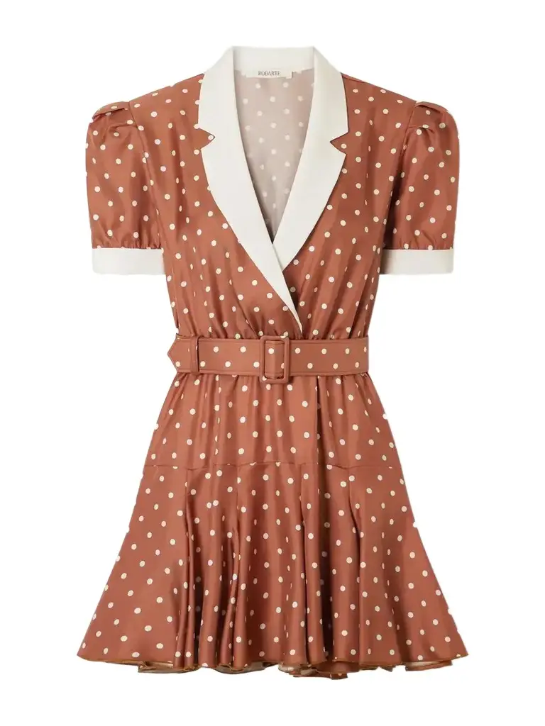 Rodarte Belted Polka-dot Silk Midi Dress