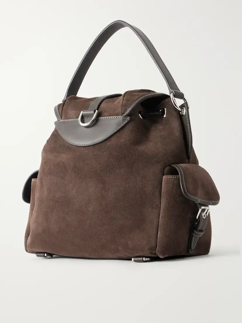 Tod's Tim Zaino Mini Leather-trimmed Suede Shoulder Bag | Thumbnail 4 Tod's Tim Zaino Mini Leather-trimmed Suede Shoulder Bag | Thumbnail 4