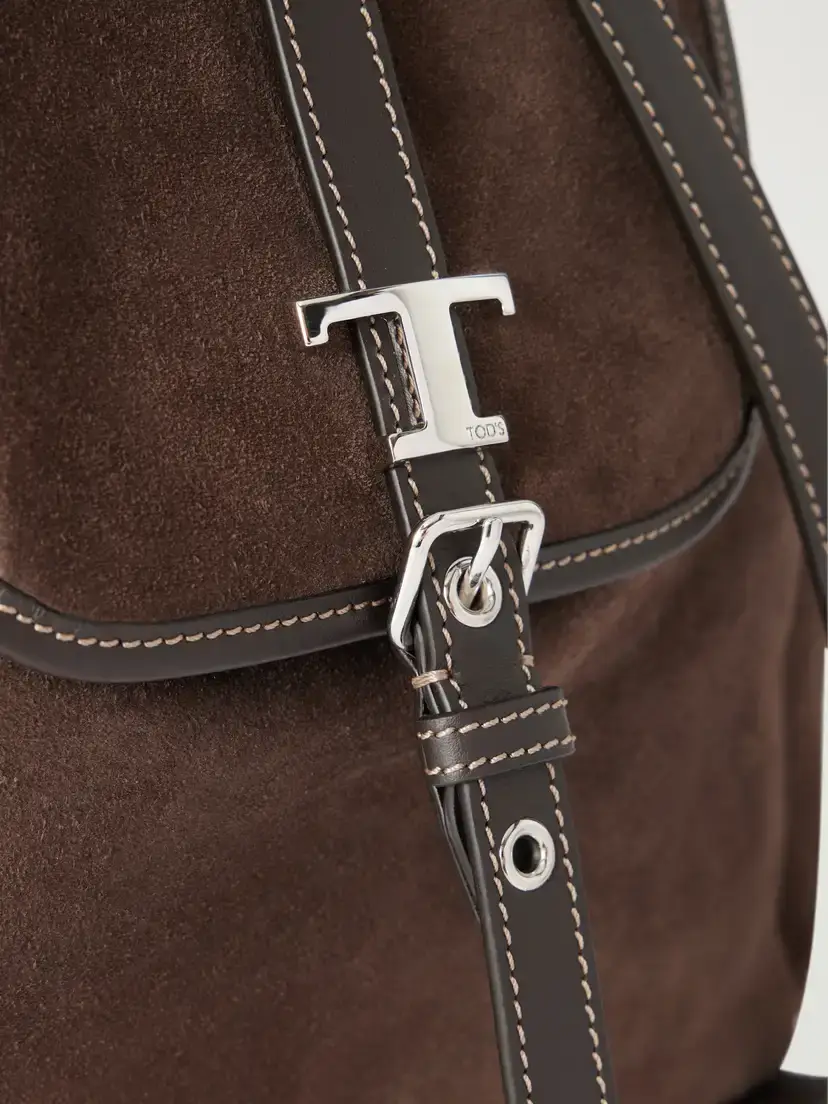 Tod's Tim Zaino Mini Leather-trimmed Suede Shoulder Bag | Thumbnail 5 Tod's Tim Zaino Mini Leather-trimmed Suede Shoulder Bag | Thumbnail 5