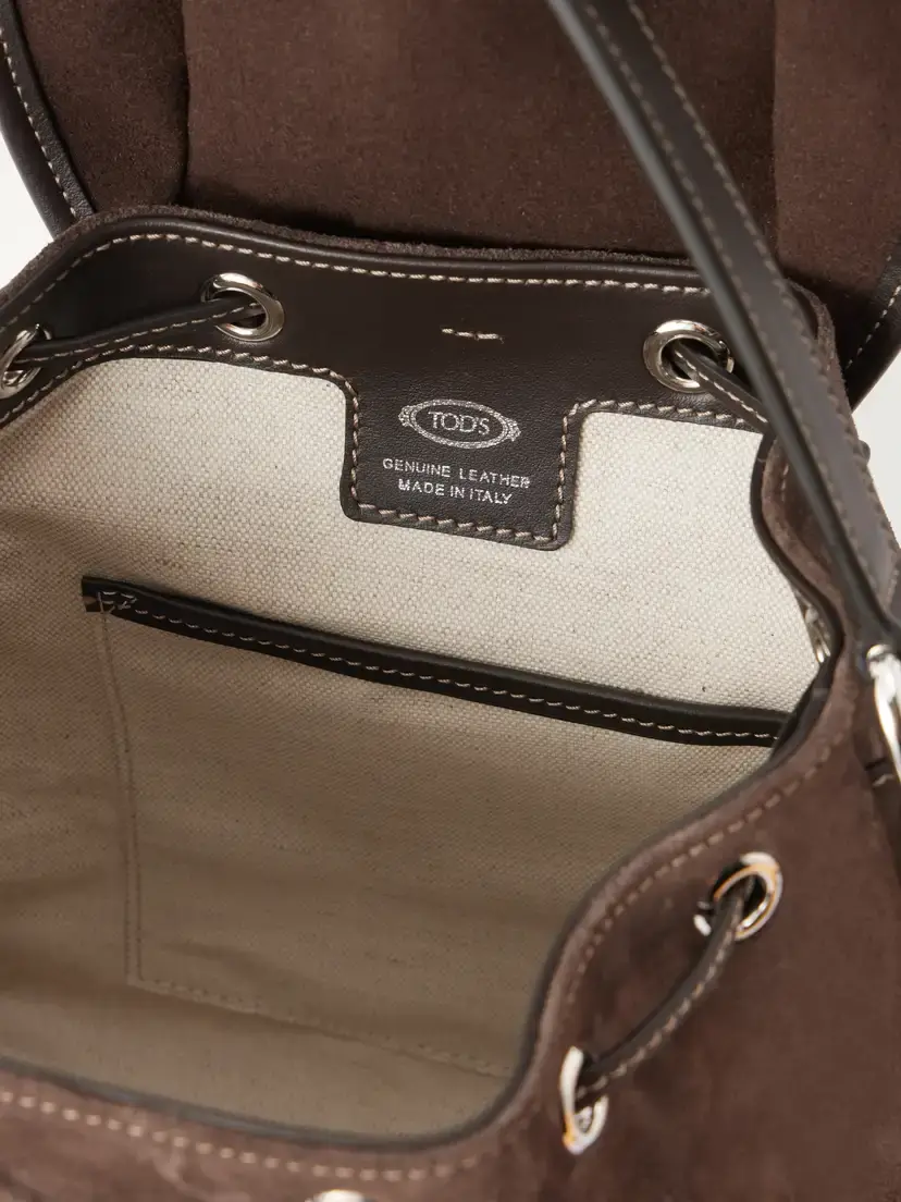 Tod's Tim Zaino Mini Leather-trimmed Suede Shoulder Bag | Thumbnail 6 Tod's Tim Zaino Mini Leather-trimmed Suede Shoulder Bag | Thumbnail 6