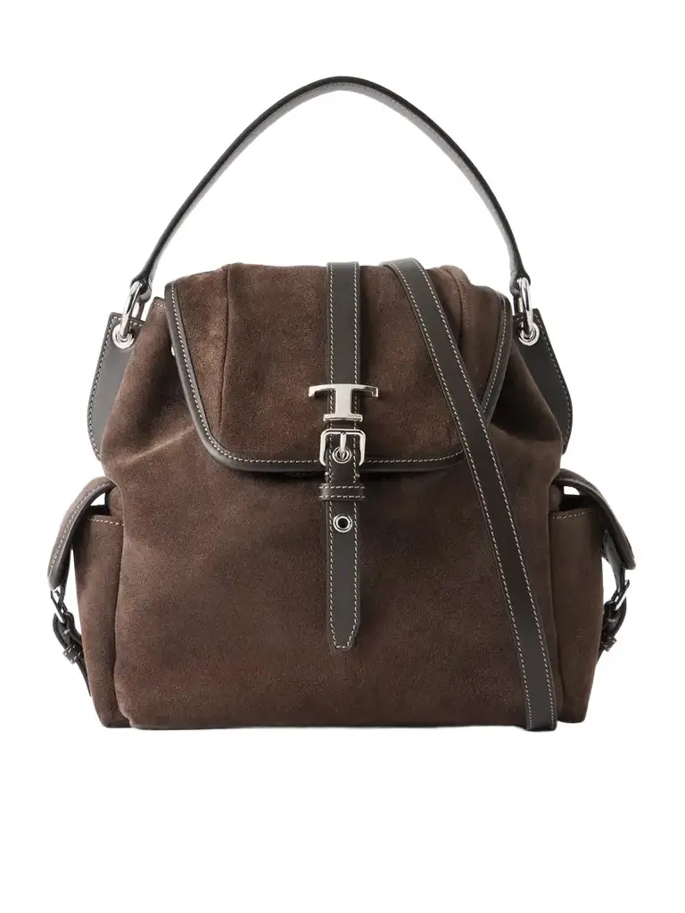Tod's Tim Zaino Mini Leather-trimmed Suede Shoulder Bag