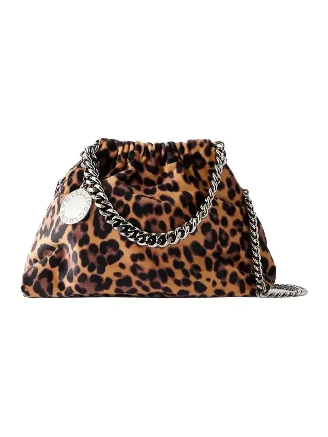 Stella McCartney Falabella Mini Leopard-print Velvet Drawstring Bag