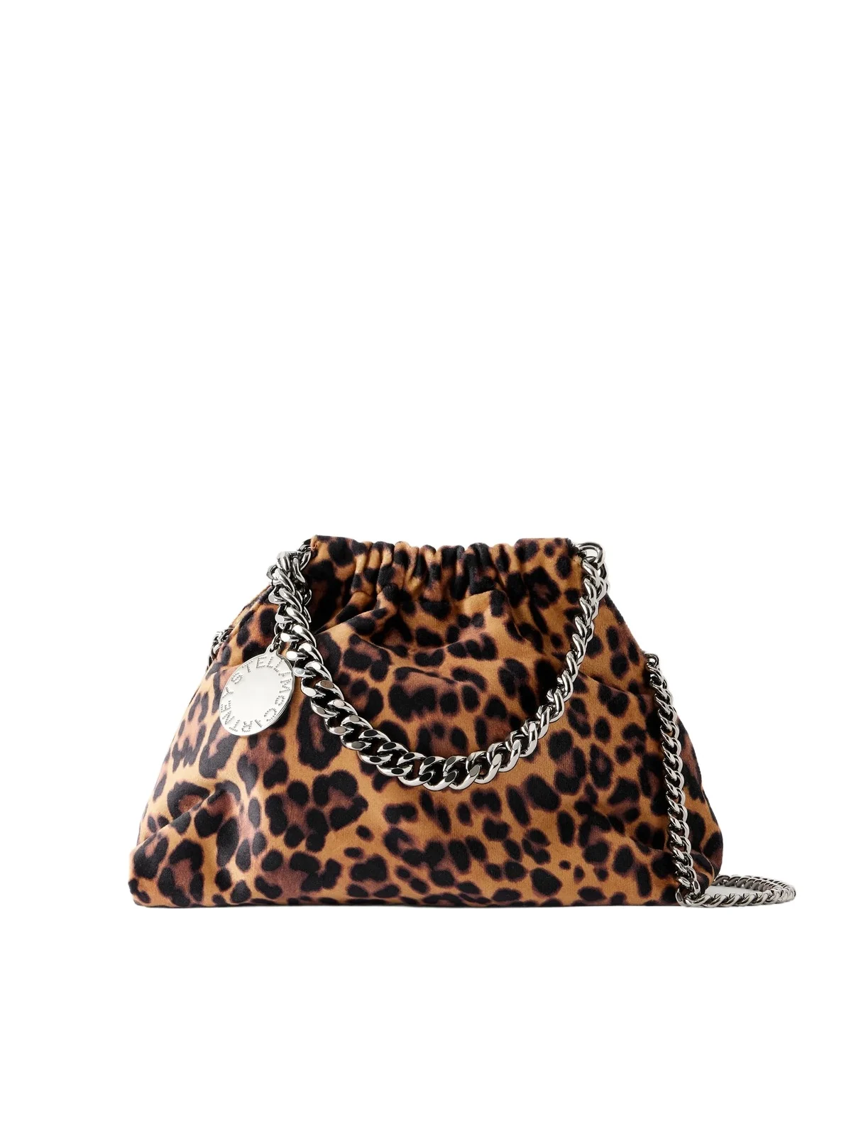 Stella McCartney Falabella Mini Leopard-print Velvet Drawstring Bag