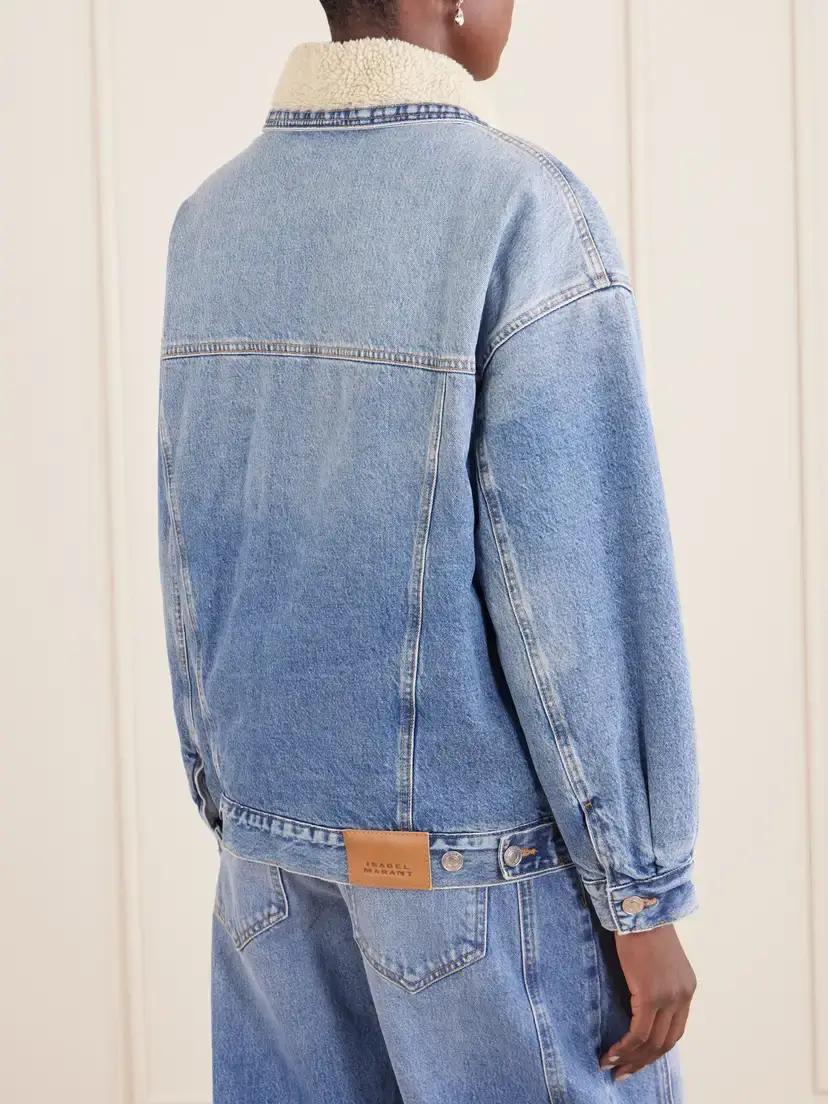 Isabel Marant Pimia Plush-trimmed Denim Jacket | Thumbnail 4 Isabel Marant Pimia Plush-trimmed Denim Jacket | Thumbnail 4