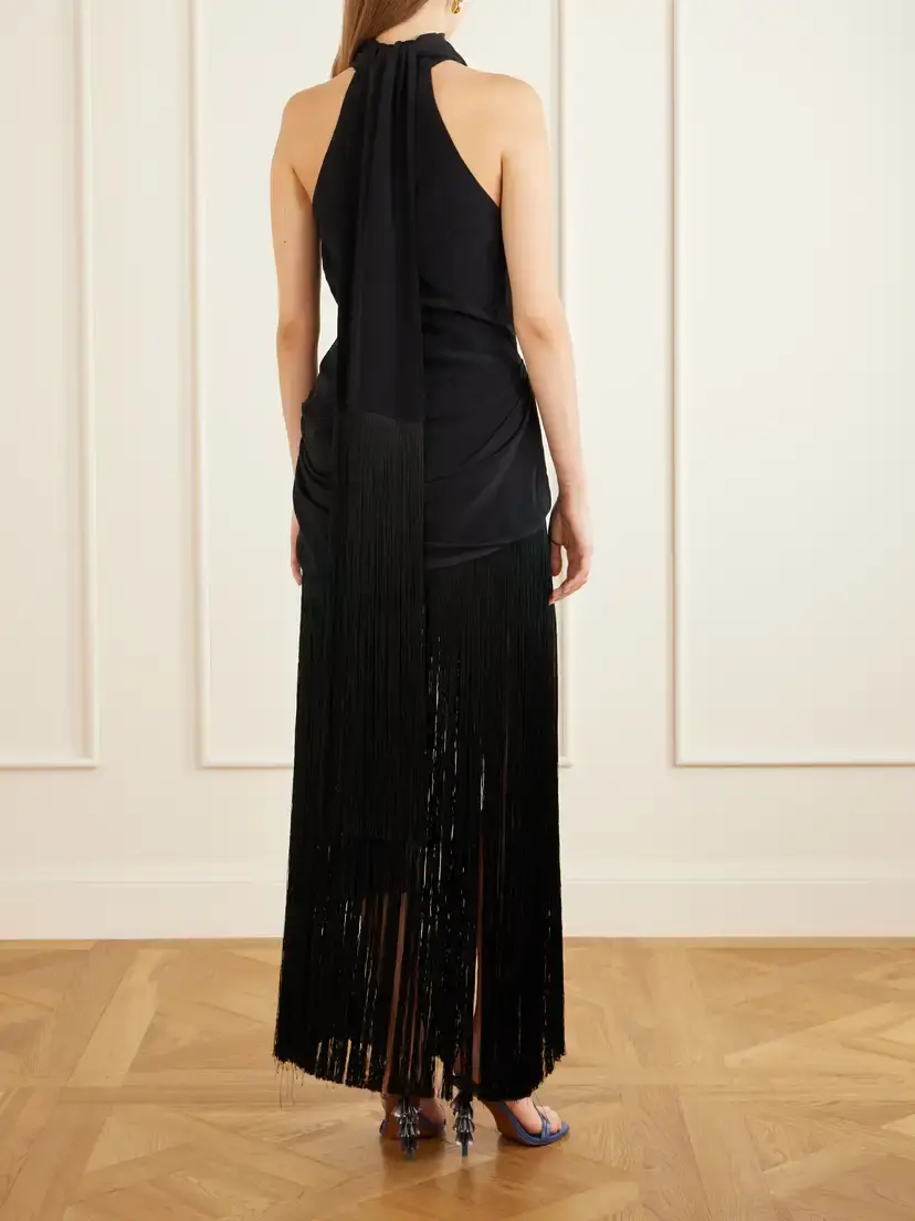Cult Gaia Noosha Fringed Silk Halterneck Maxi Dress | Thumbnail 3 Cult Gaia Noosha Fringed Silk Halterneck Maxi Dress | Thumbnail 3