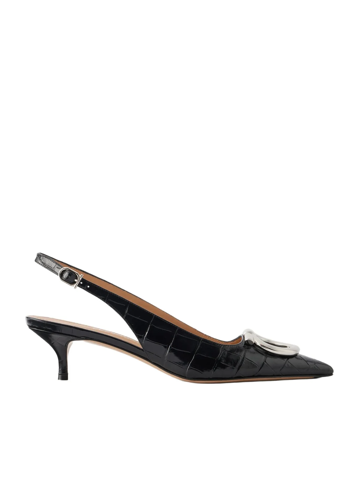 Sara 40 Embellished Croc-effect Leather Slingback Pumps Sara 40 Embellished Croc-effect Leather Slingback Pumps