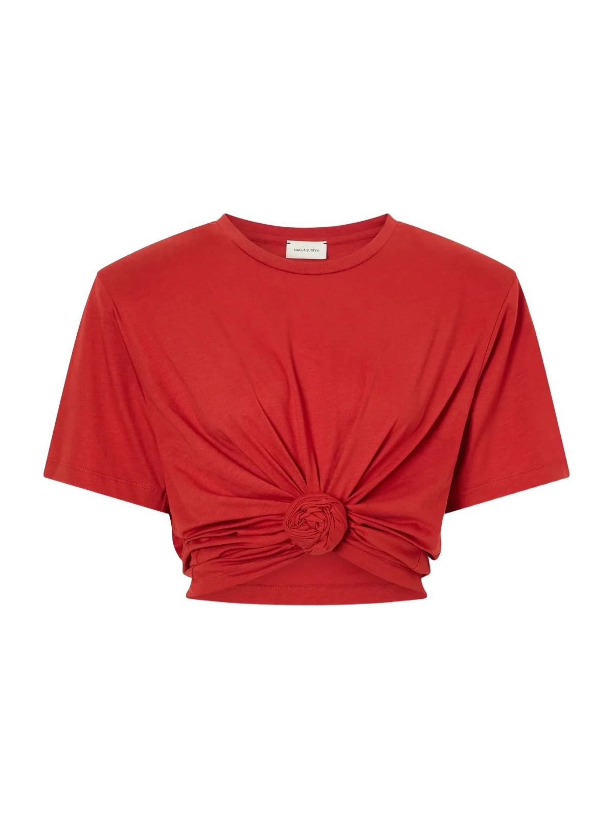Knotted Cropped Cotton-blend Jersey T-shirt
