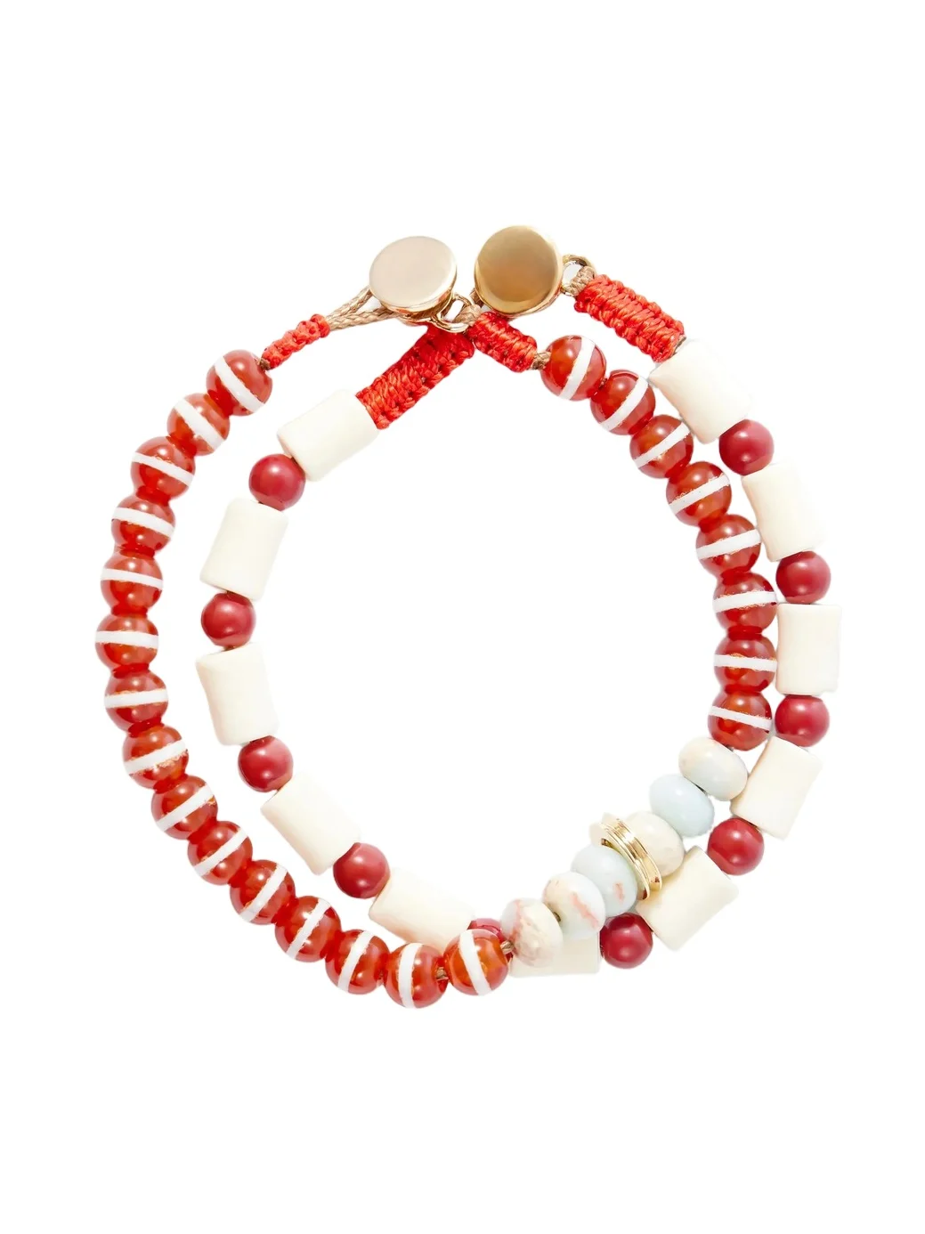 Set Of Two Paprika Agate Beaded Bracelets Set Of Two Paprika Agate Beaded Bracelets
