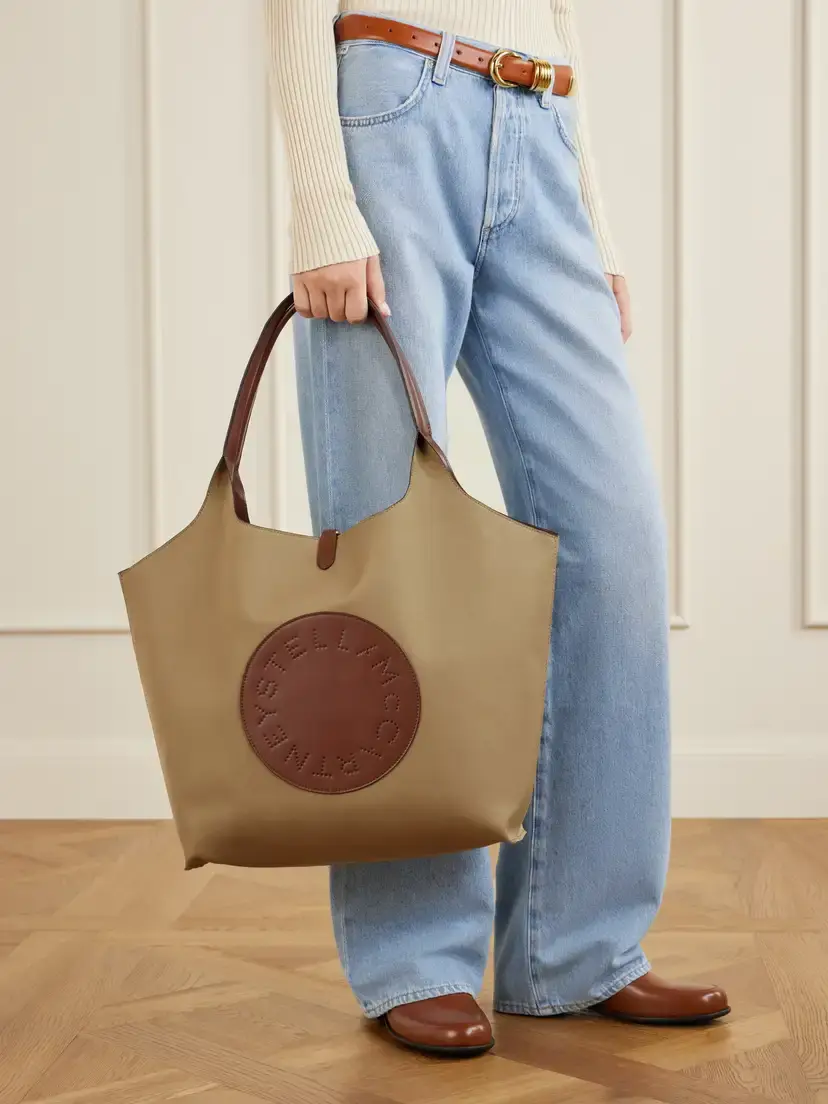 Stella McCartney Logo-embossed Reversible Vegetarian Material And Cotton-twill Tote - Brown | Thumbnail 2 Stella McCartney Logo-embossed Reversible Vegetarian Material And Cotton-twill Tote - Brown | Thumbnail 2