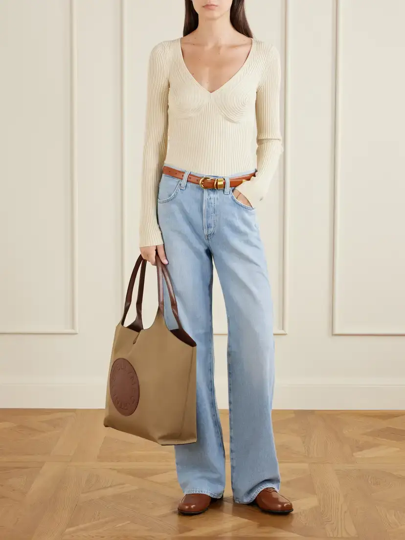 Stella McCartney Logo-embossed Reversible Vegetarian Material And Cotton-twill Tote - Brown | Thumbnail 3 Stella McCartney Logo-embossed Reversible Vegetarian Material And Cotton-twill Tote - Brown | Thumbnail 3