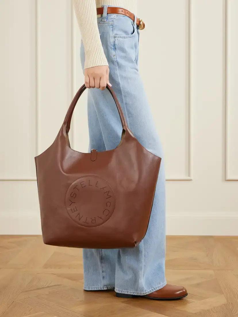 Stella McCartney Logo-embossed Reversible Vegetarian Material And Cotton-twill Tote - Brown | Thumbnail 5 Stella McCartney Logo-embossed Reversible Vegetarian Material And Cotton-twill Tote - Brown | Thumbnail 5