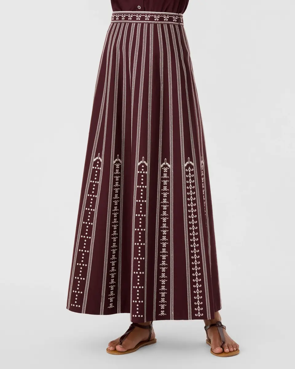Emporio Sirenuse Camille Skirt with Greek Mask Embroidery | Thumbnail 3 Emporio Sirenuse Camille Skirt with Greek Mask Embroidery | Thumbnail 3