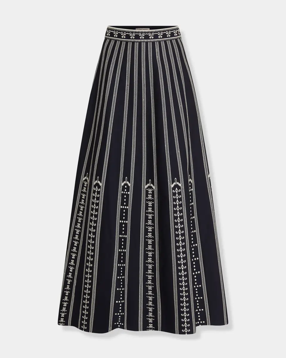 Emporio Sirenuse Camille Skirt with Greek Mask Embroidery | Thumbnail 6 Emporio Sirenuse Camille Skirt with Greek Mask Embroidery | Thumbnail 6