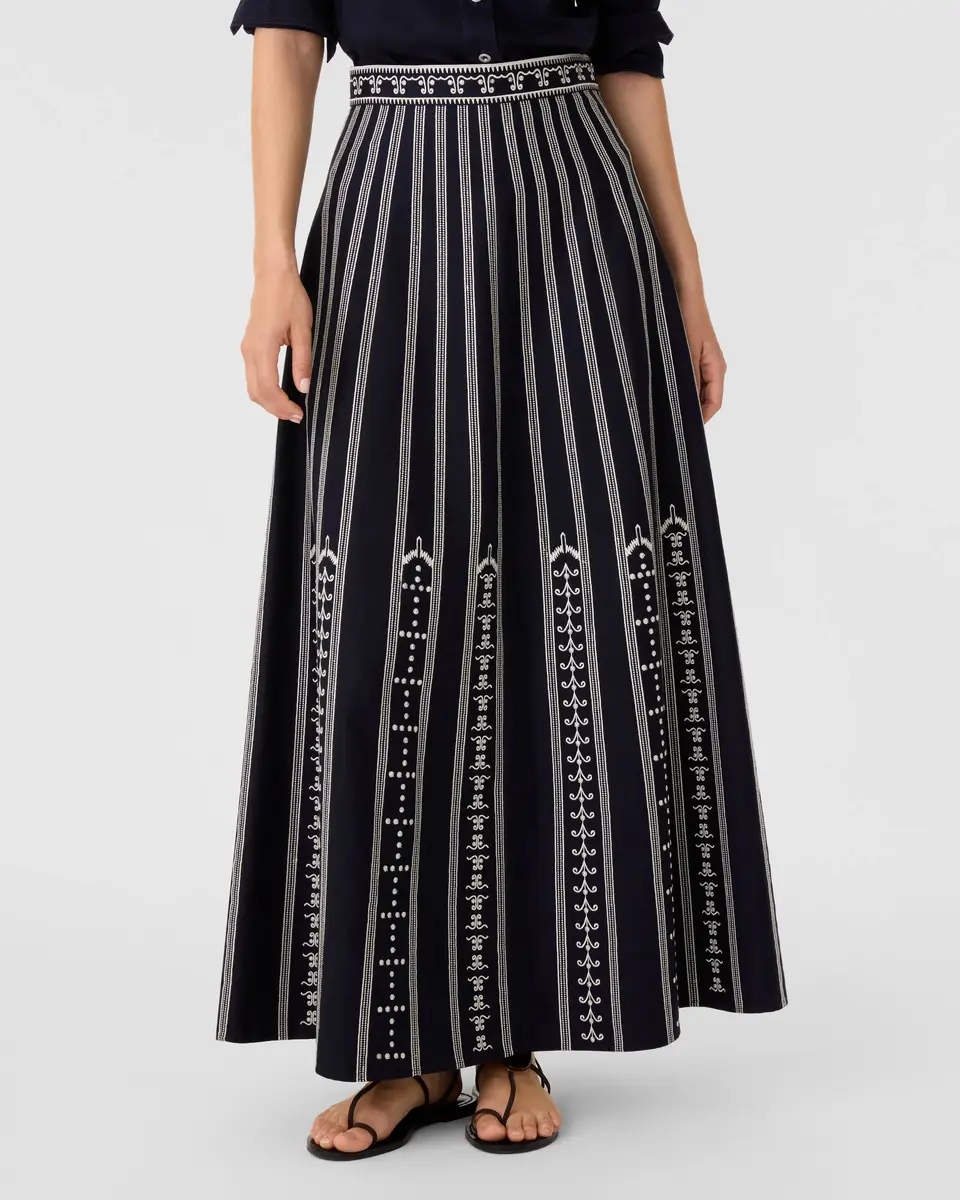 Emporio Sirenuse Camille Skirt with Greek Mask Embroidery | Thumbnail 3 Emporio Sirenuse Camille Skirt with Greek Mask Embroidery | Thumbnail 3