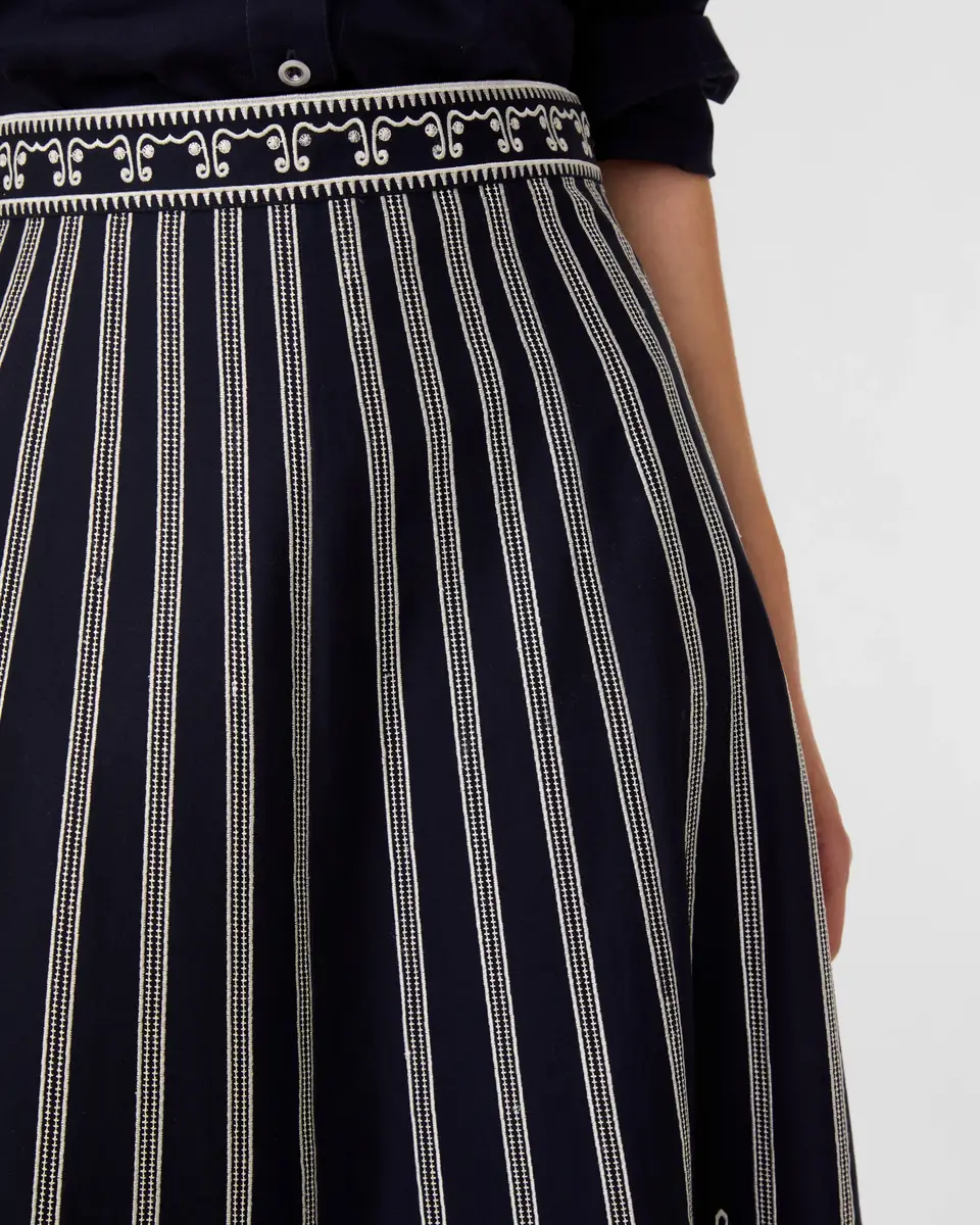 Emporio Sirenuse Camille Skirt with Greek Mask Embroidery | Thumbnail 4 Emporio Sirenuse Camille Skirt with Greek Mask Embroidery | Thumbnail 4