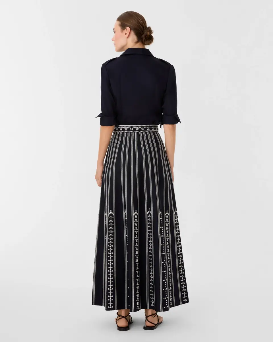 Emporio Sirenuse Camille Skirt with Greek Mask Embroidery | Thumbnail 6 Emporio Sirenuse Camille Skirt with Greek Mask Embroidery | Thumbnail 6