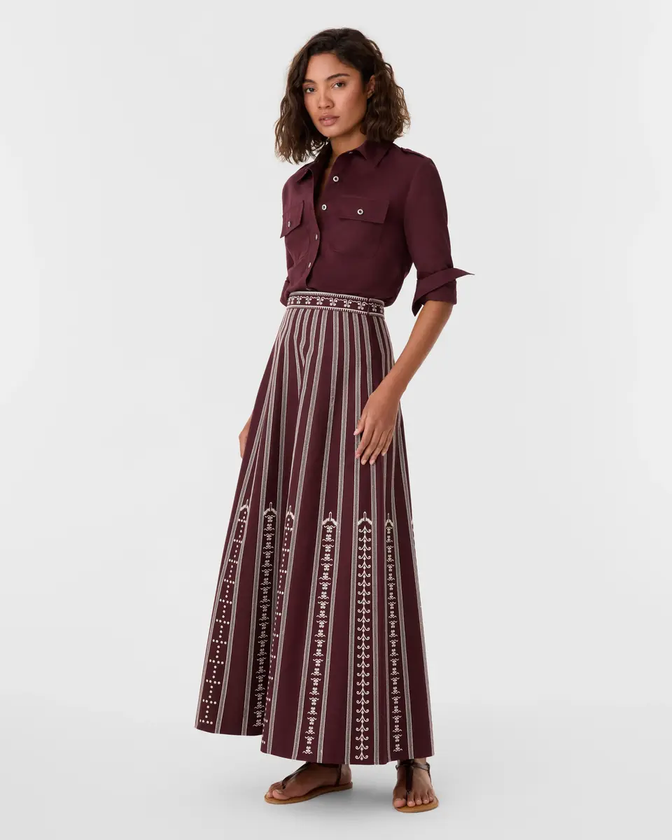 Emporio Sirenuse Camille Skirt with Greek Mask Embroidery | Thumbnail 8 Emporio Sirenuse Camille Skirt with Greek Mask Embroidery | Thumbnail 8